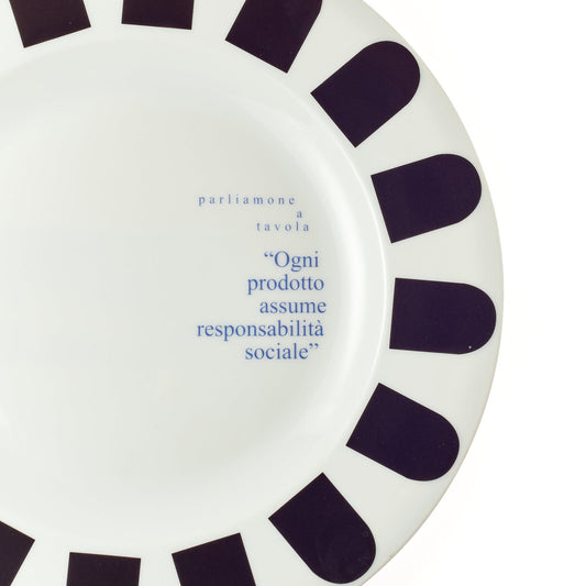 Plate "Ogni prodotto assume responsabilità sociale" (Each product assumes social responsibility)
