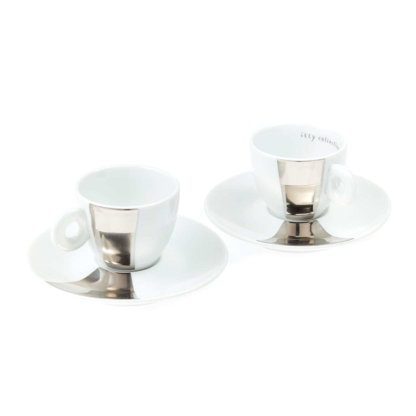 Set 2 coffee cups with mirror segment (designed by Michelangelo Pistoletto) mod. C