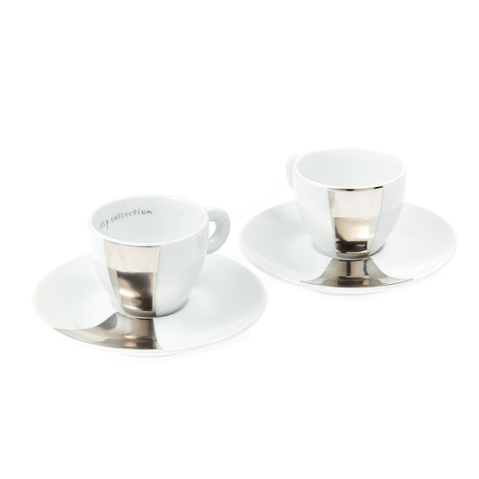 Set 2 coffee cups with mirror segment (designed by Michelangelo Pistoletto) mod. A