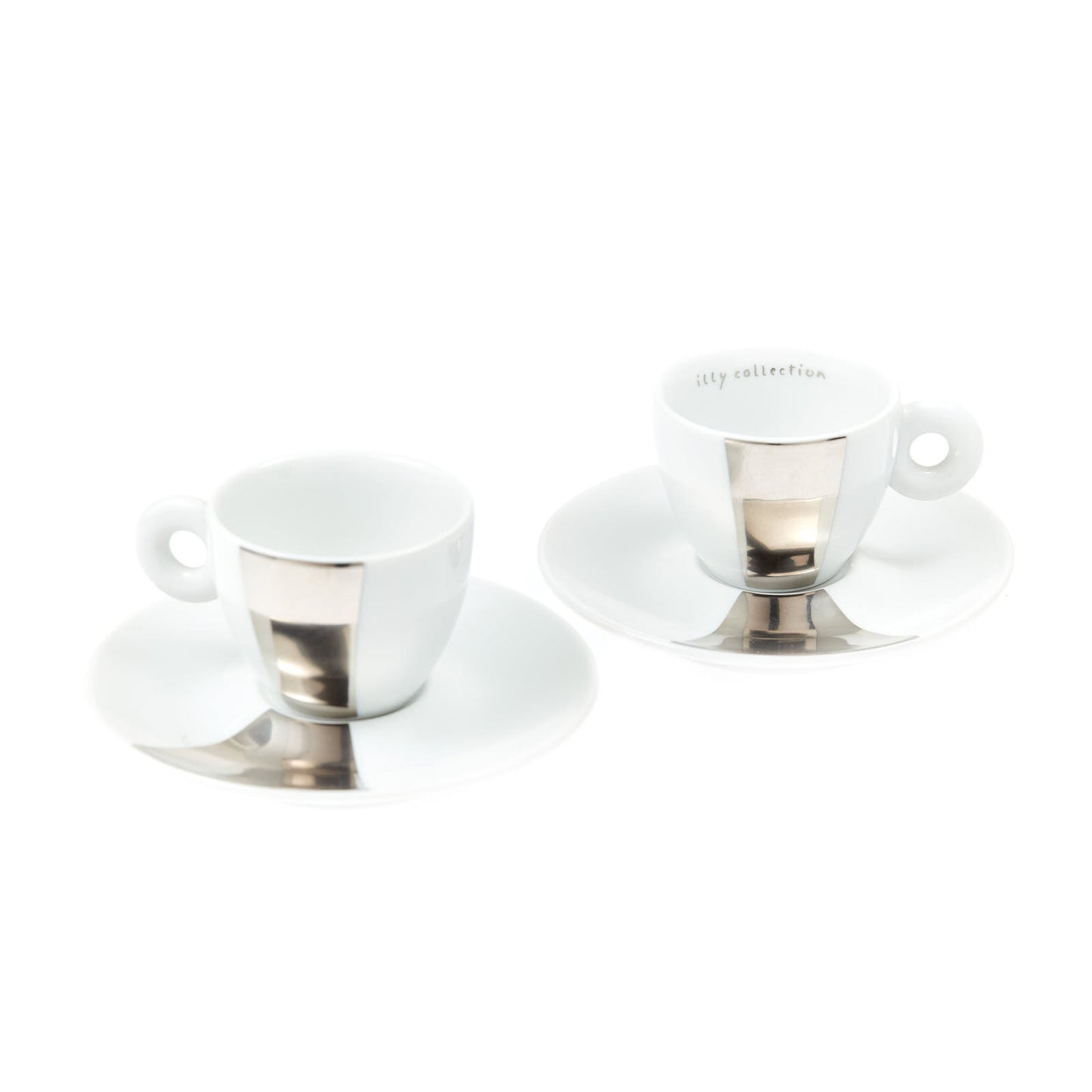 Set 2 coffee cups with mirror segment (designed by Michelangelo Pistoletto) mod. B